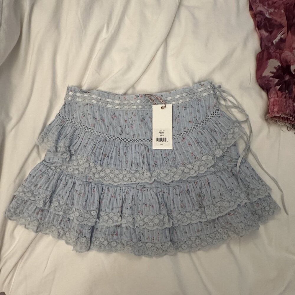 LoveShackFancy Bara Lace-trimmed Tiered Floral Skirt Size XS NTW - Picture 4 of 4